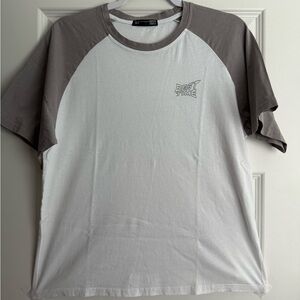 Gray and White Short Sleeve Tee